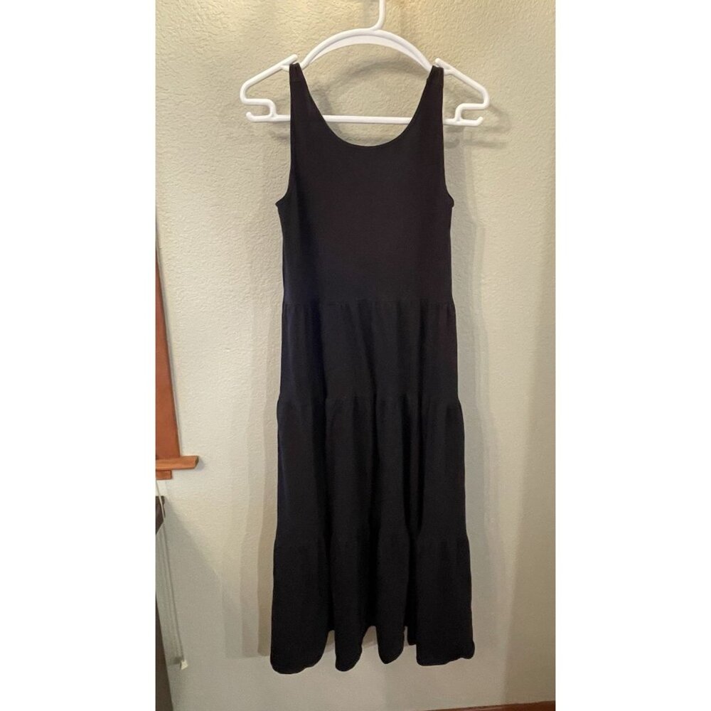 J. Crew Black Dress Small Smocked Midi Cotton Summer Minimalist‎ Neutral Whimsi